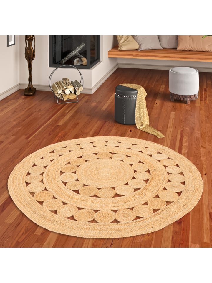 Pergamon Naturfaser Teppich  Jute Salsa Trend Rund in Beige günstig kaufen