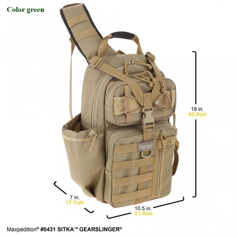 Maxpedition Militärrucksack, grüne Farbe Sitka Gearslinger.