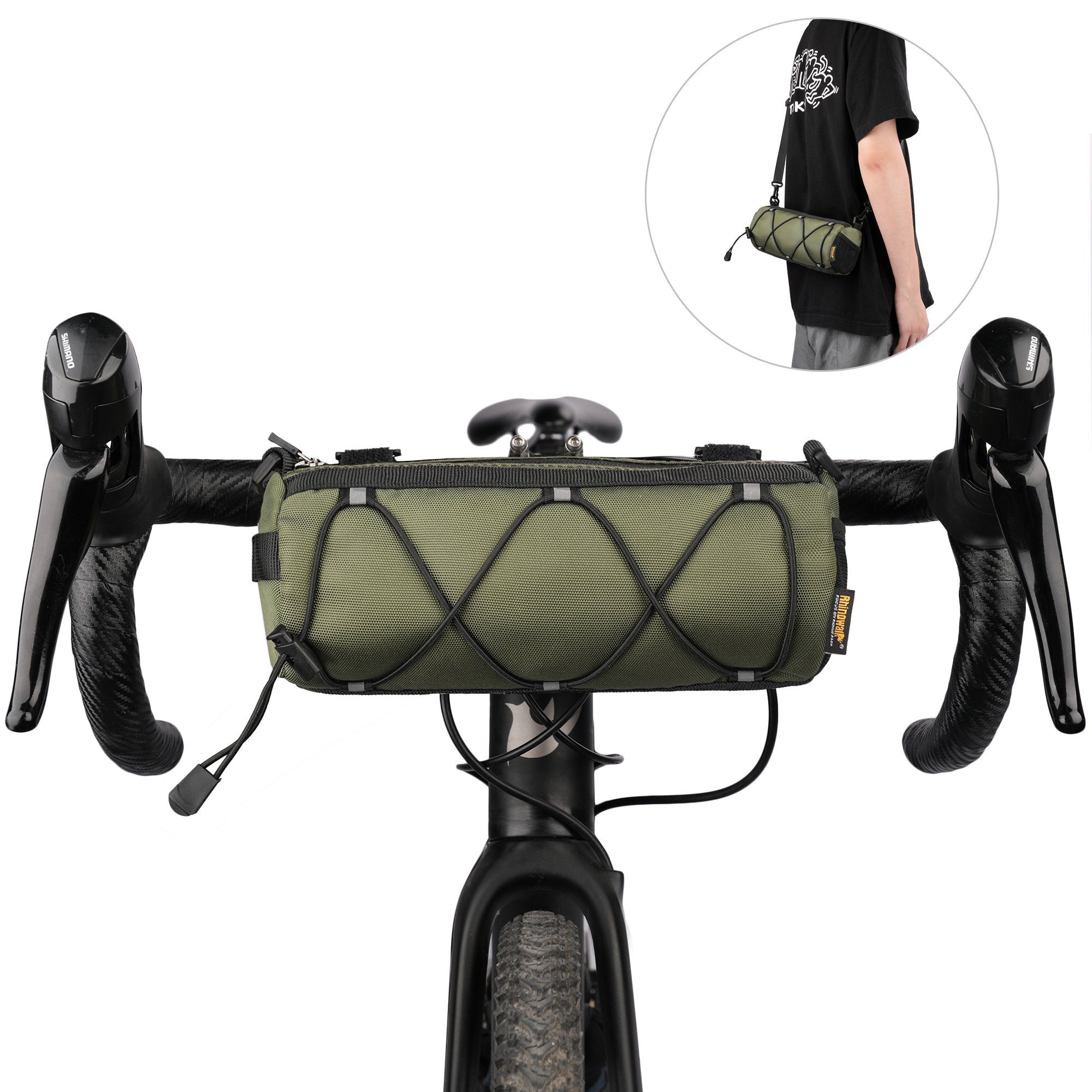 rhinowalk Fahrradtasche RK9103 (Lenkertasche Robustes Netz aus 900D Polyester, 1-tlg., Crossbody Tasche), 12 Farben auswählbar, mit Schultergurt 2,4L