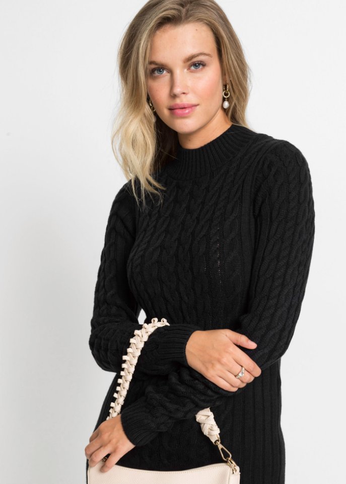 Strickkleid mit Zopfmuster