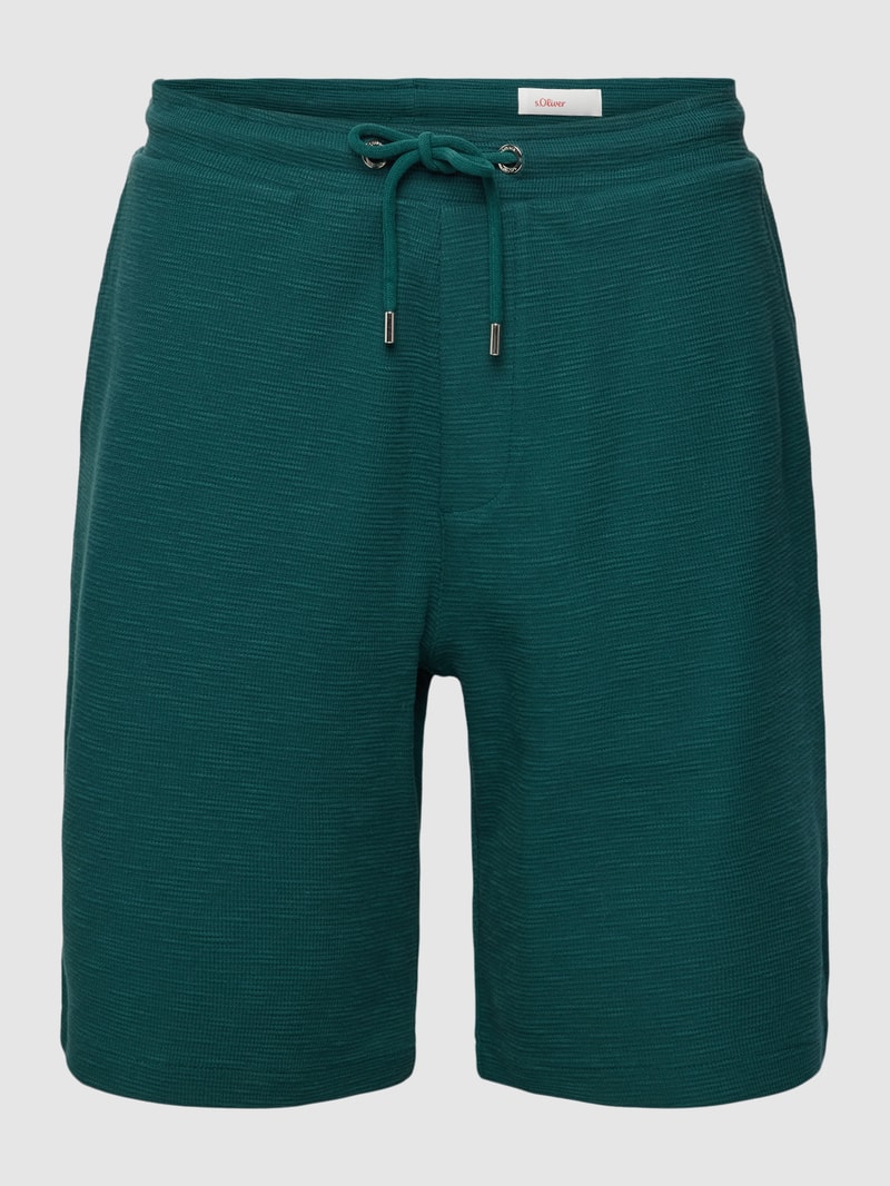 Shorts in unifarbenem Design Modell 'Waffle' in petrol