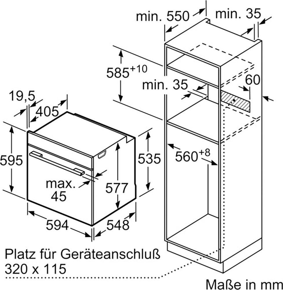 SIEMENS Einbaubackofen iQ700 HB734G1B1, mit Teleskopauszug nachrüstbar, ecoClean