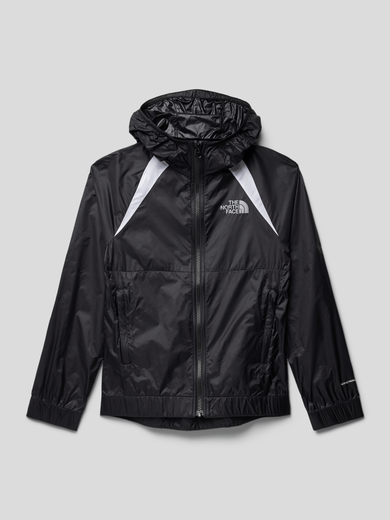 Jacke mit Label-Print Modell 'NEVER STOP' in schwarz