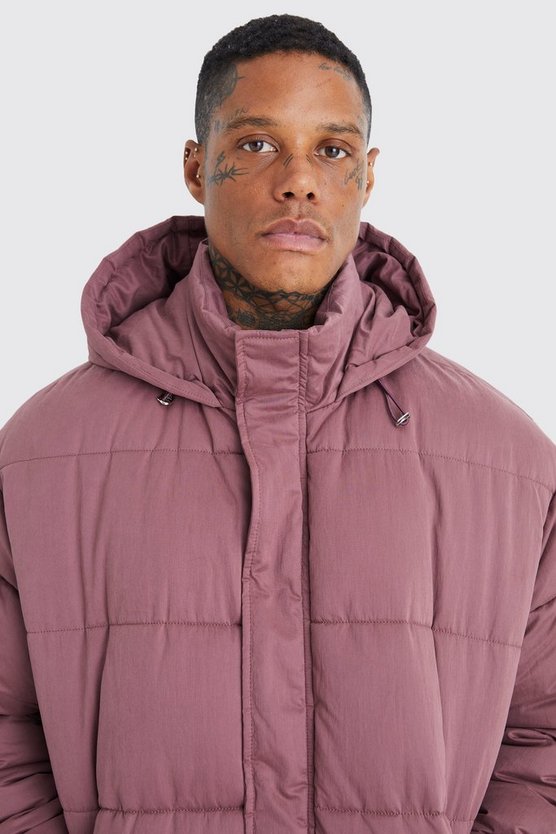 Kastige Nylon-Steppjacke in Knitteroptik