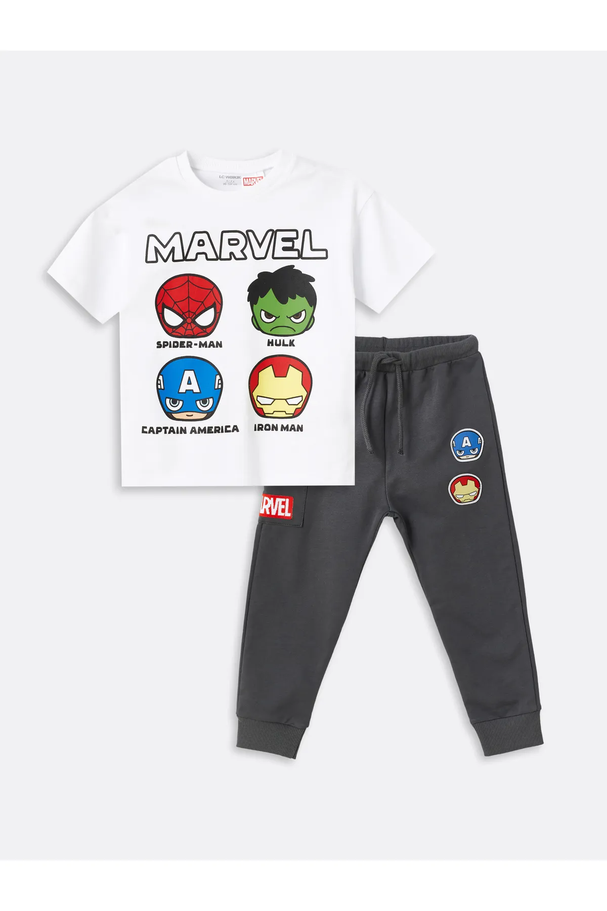 LC Waikiki  2-teiliges Set aus kurzärmligem Spiderman-Sweatshirt und Jogginghose für Babys mit Rundhalsausschnitt