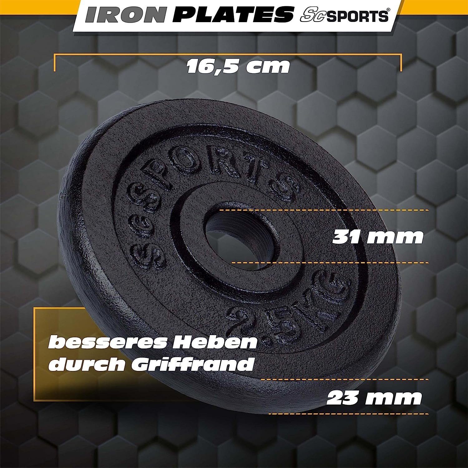 ScSPORTS® Hantelscheiben Set 5 kg Ø 30mm Gusseisen Gewichtsscheiben Gewichte, (10002964-tlg)
