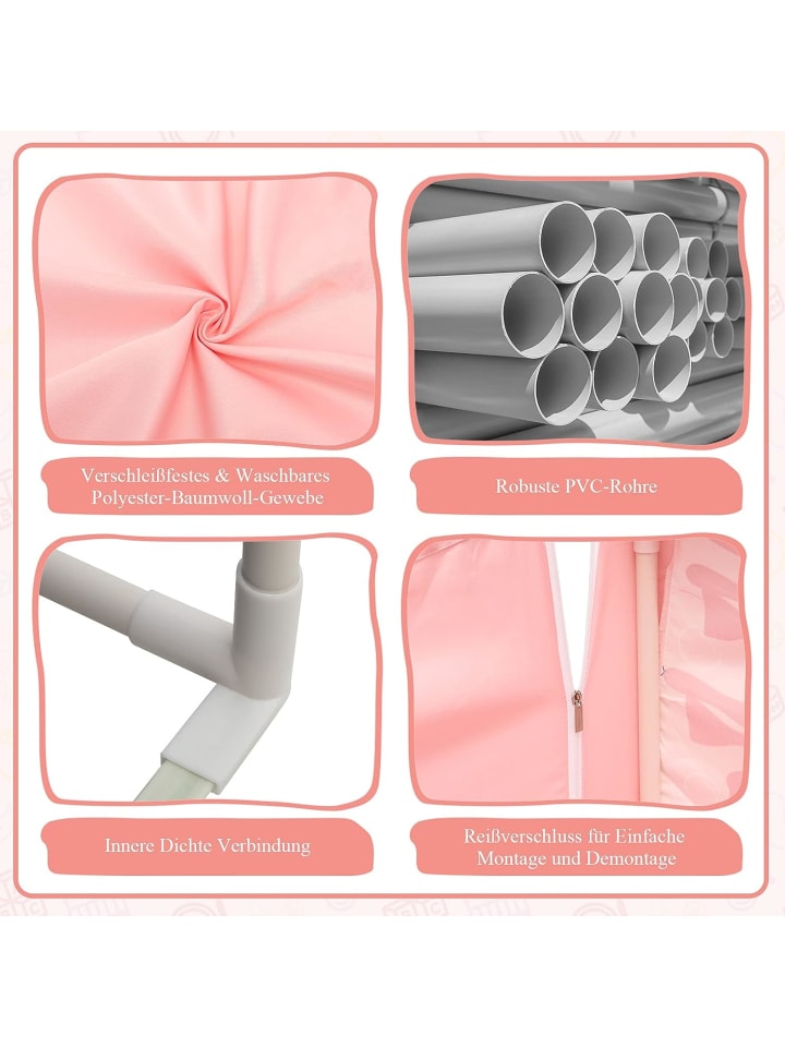 COSTWAY Spielzelt für 2-4 Personen in Rosa günstig kaufen 120 cm