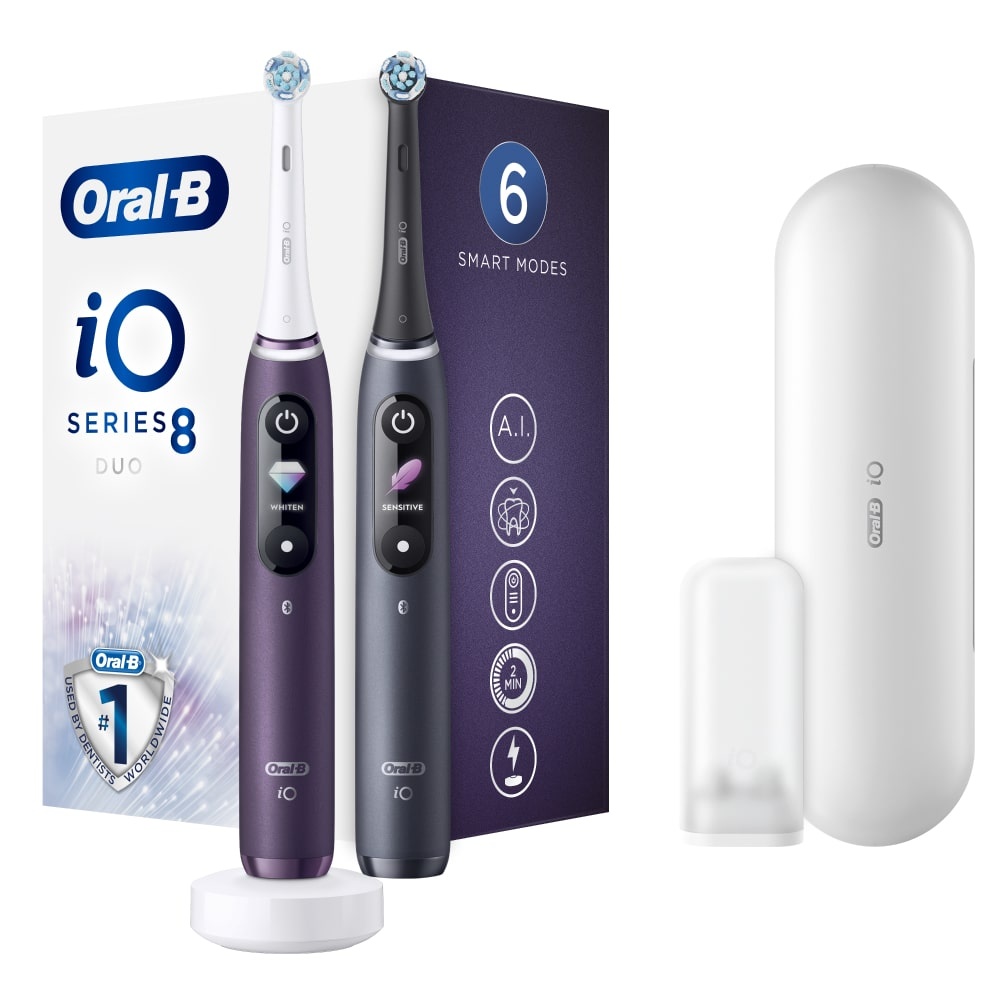 oral-b ORAL B iO BAD ELECT. iO 8 - Lot de 2 BAD Noires BROSSES A DENTS ELECTRIQUES RECHARGEABLES