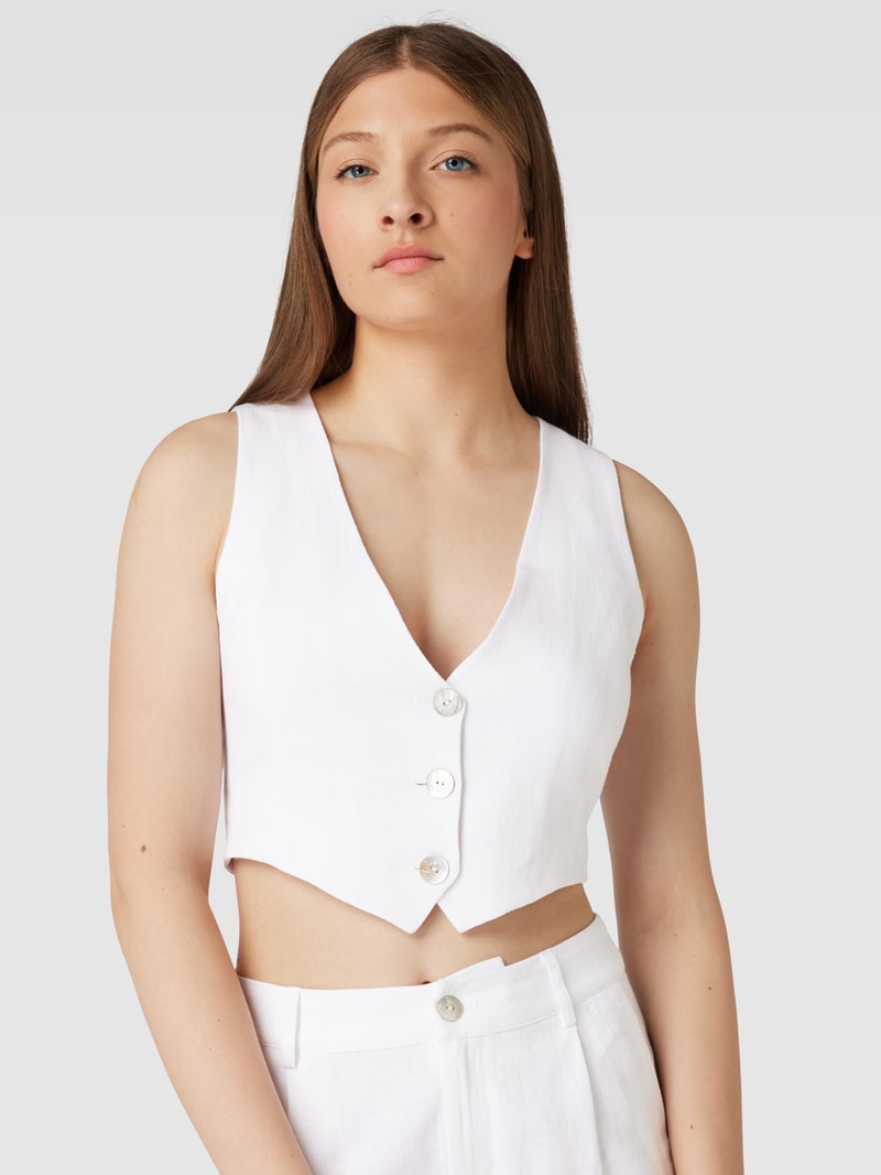 Cropped Weste mit Knopfleiste in weiß