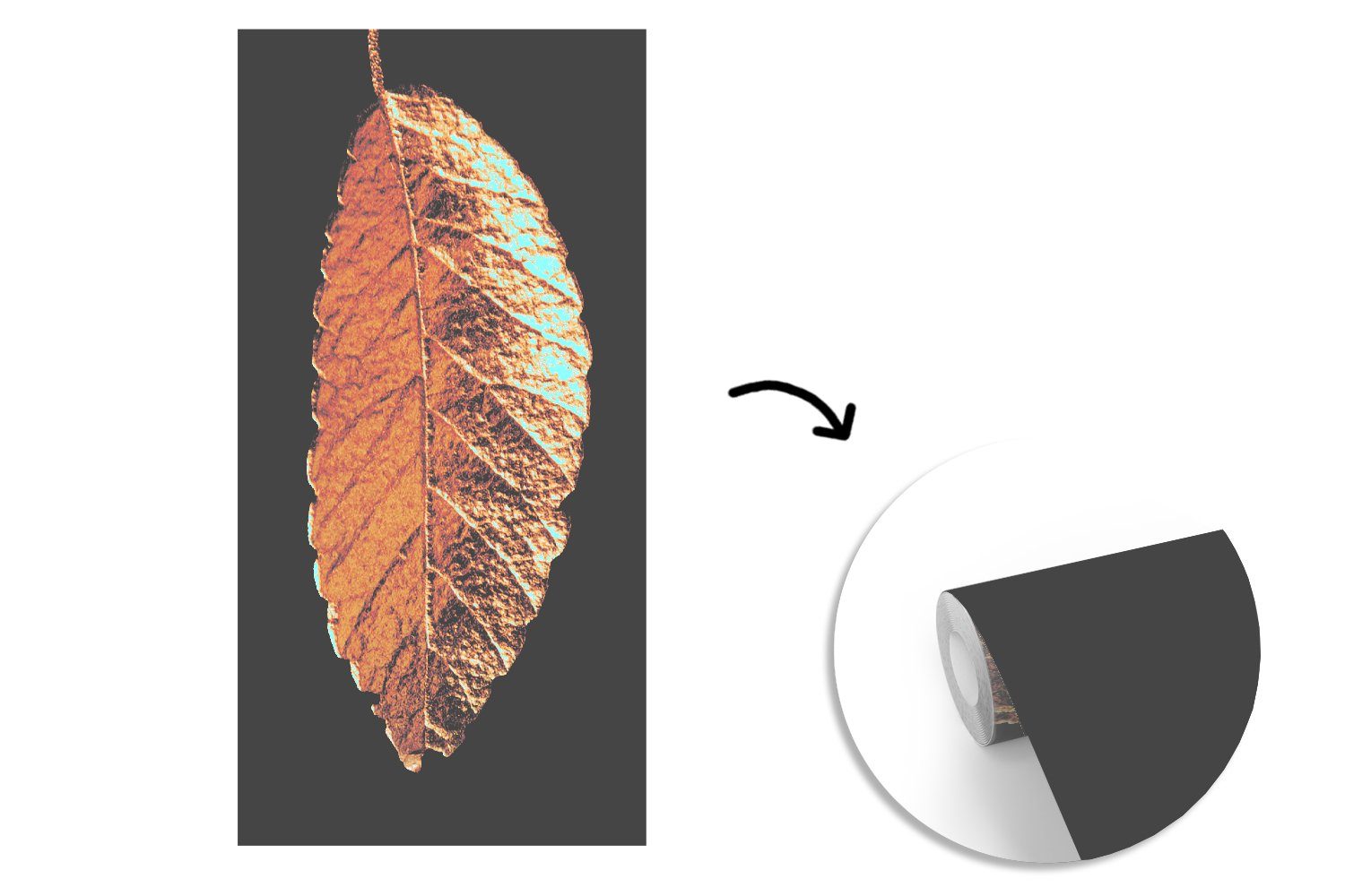 MuchoWow Fototapete Blätter - Schwarz - Gold - Luxus - Natur, Matt, bedruckt, (2 St), Vliestapete für Wohnzimmer Schlafzimmer Küche, Fototapete