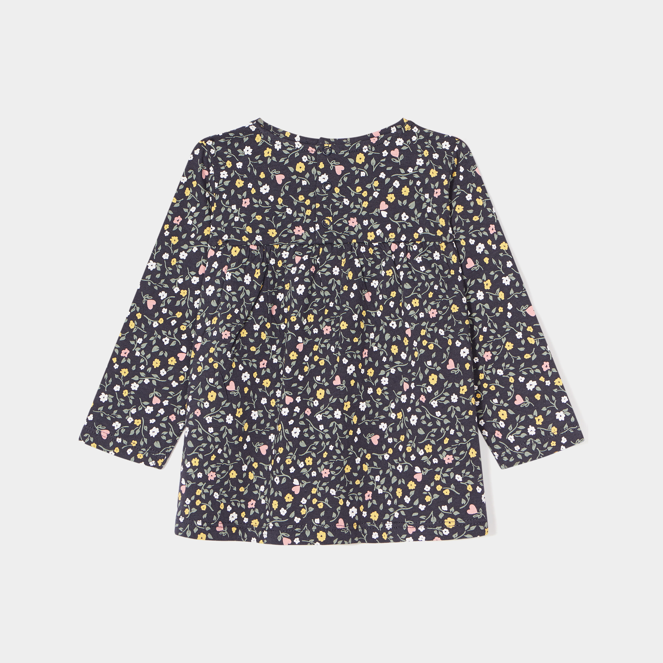 T-shirt ample manches longues coton gris foncé bébé fille | La Halle