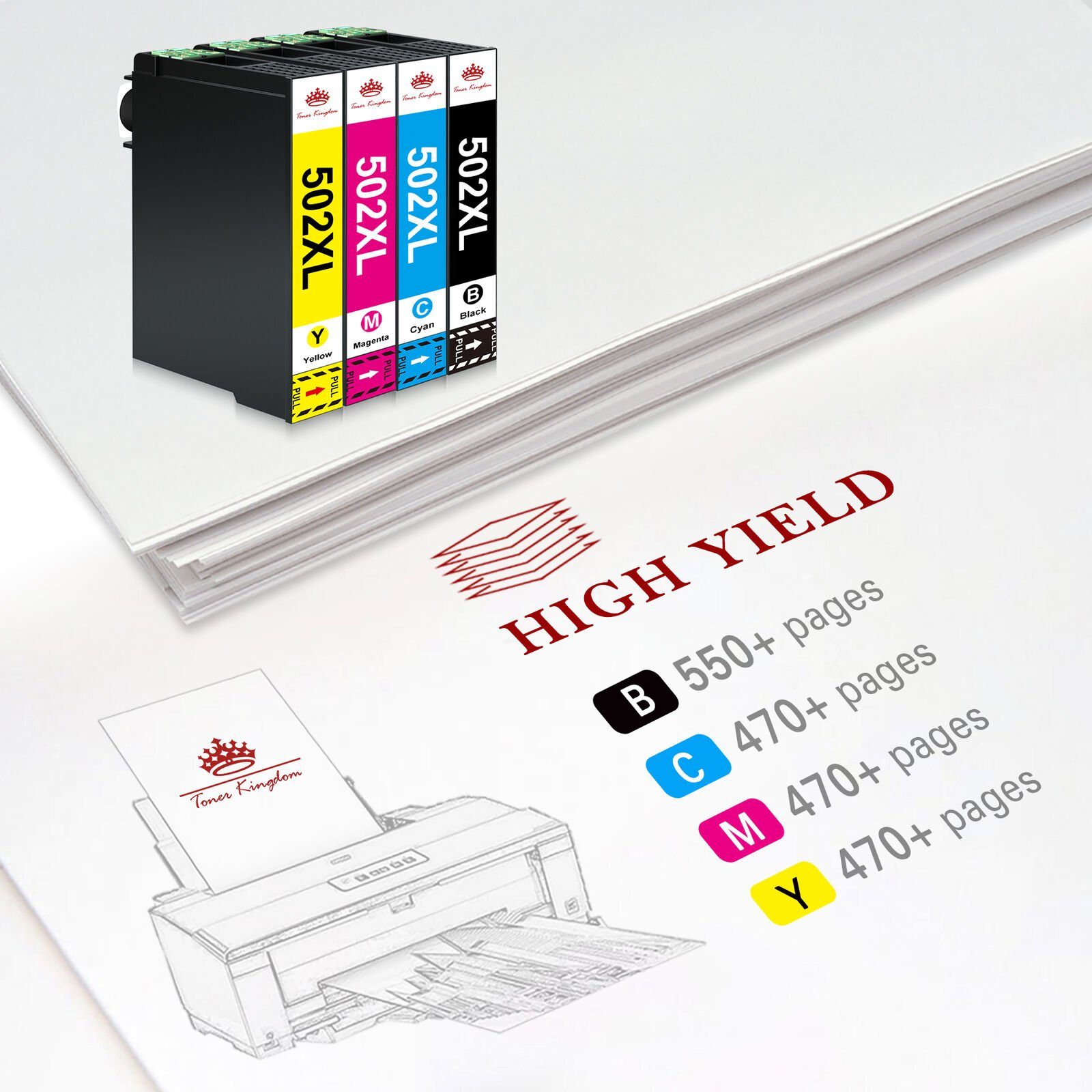 Toner Kingdom 502 druckerpatrone für Epson 502xl Multipack Patronen Tintenpatrone (für WF-2860 WF-2865 XP-5100 XP-5105)