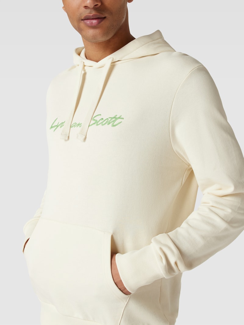 Hoodie mit Label-Stitching Modell 'Archive Embroidered' in offwhite