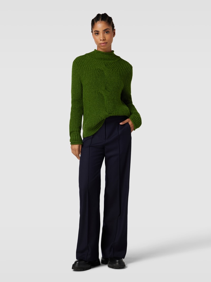 Strickpullover mit Zopfmuster in grün