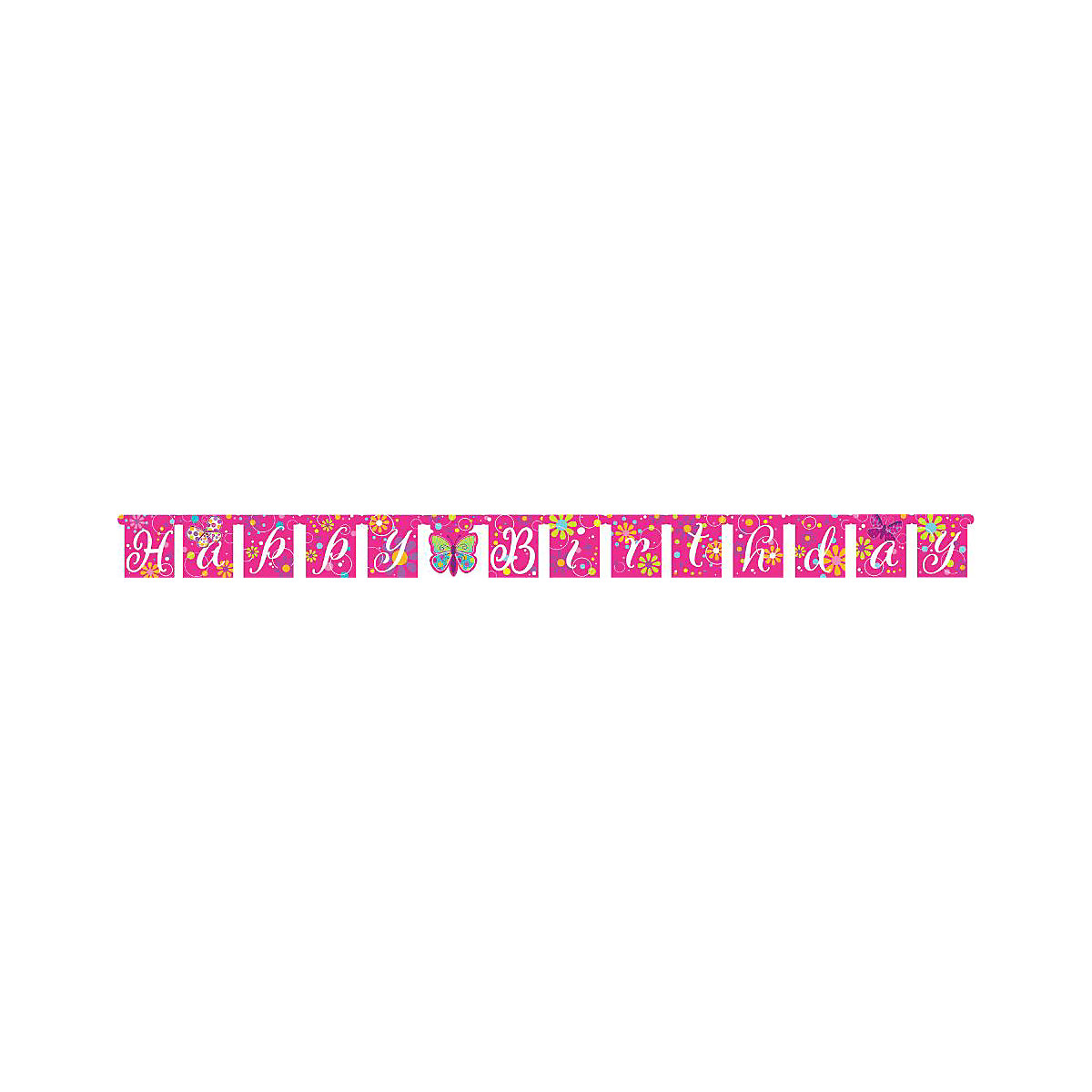 Buchstabengirlande Pink Schmetterling, 2 m