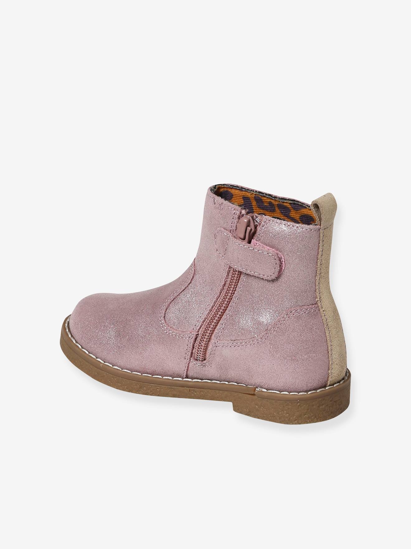 Boots coeur en cuir fille collection maternelle bronze