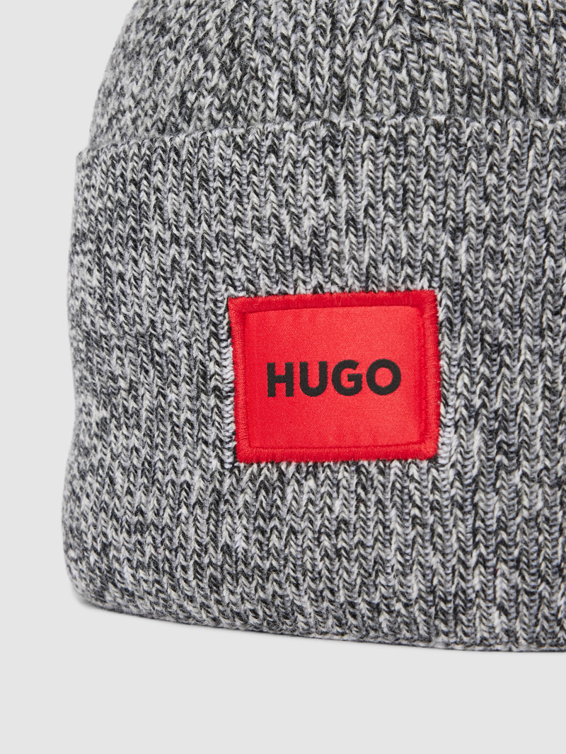 Beanie mit Label-Detail Modell 'Xaff' in mittelgrau meliert