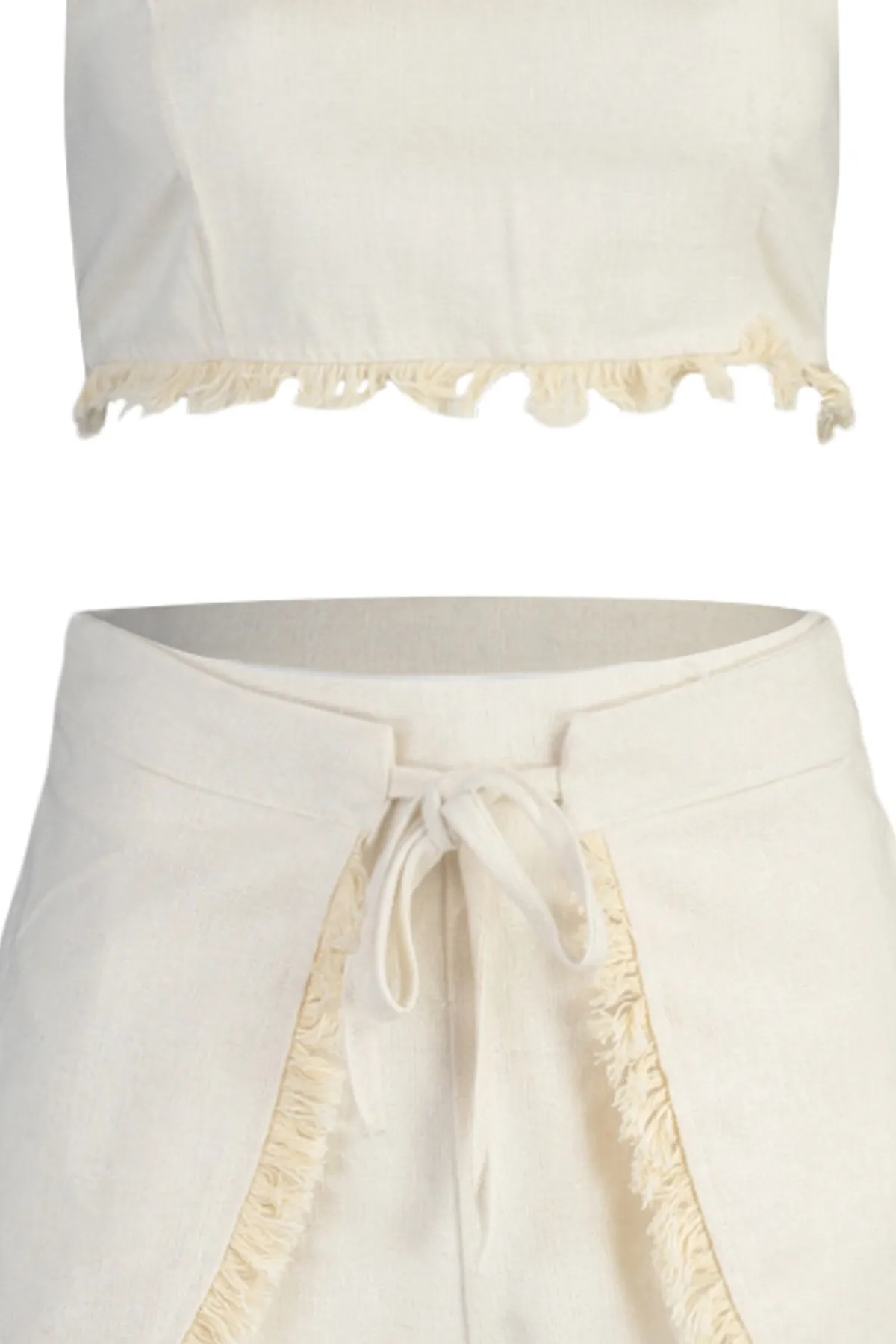Trendyol Collection  Beige gewebtes Blusen-Shorts-Set in Leinenoptik TBESS22AU0141