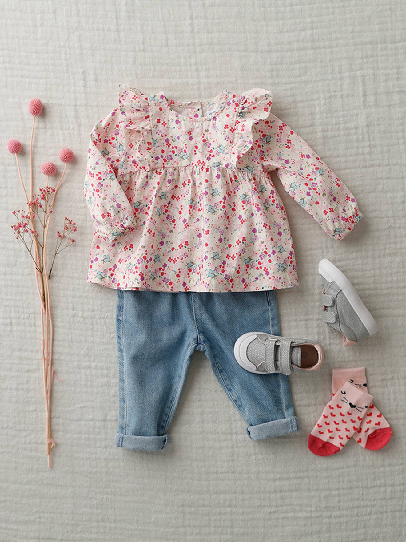 Vertbaudet Mädchen Baby Jeans mit Stoffgürtel - double stone