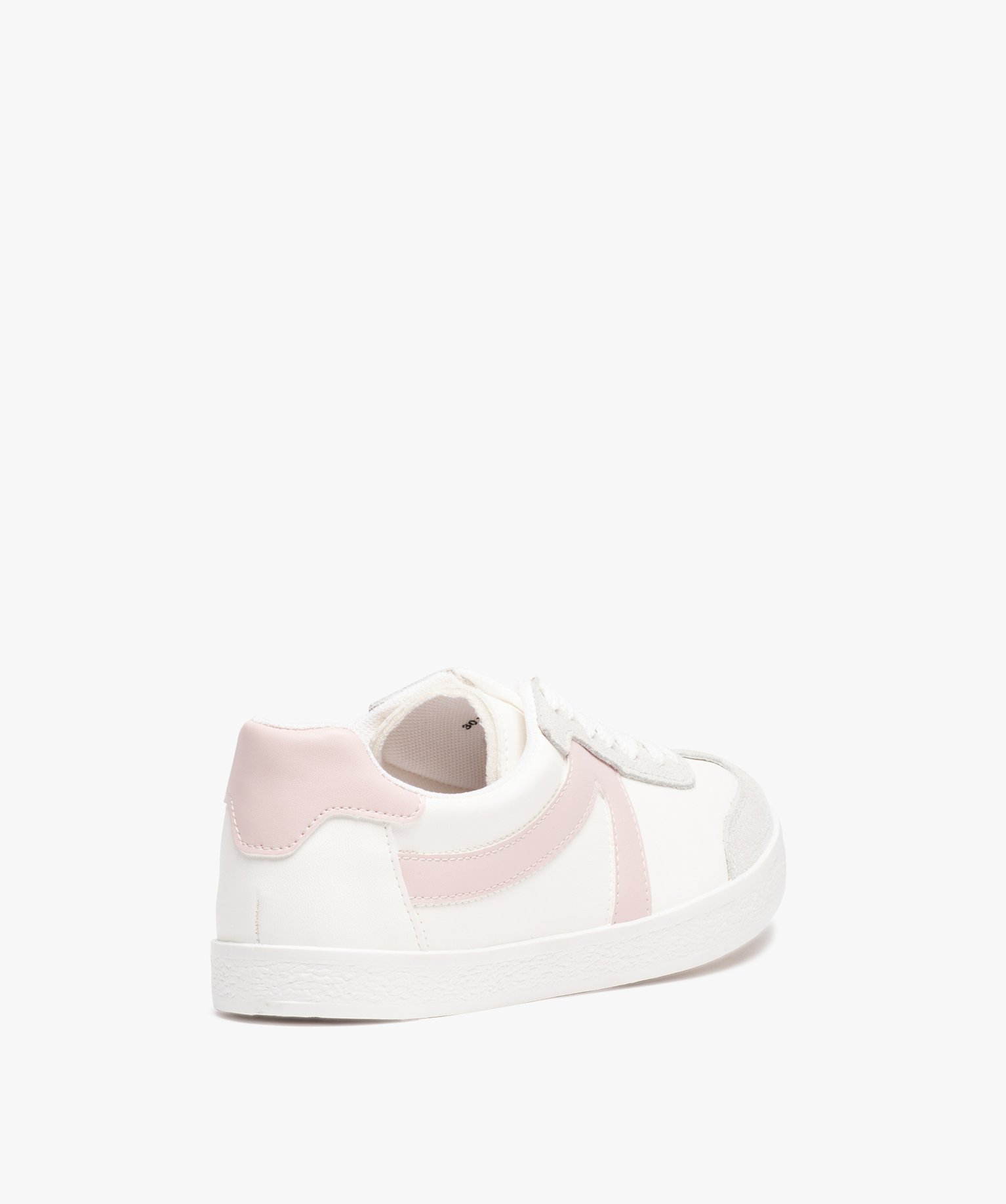 Baskets femme unies et à lacets bandes contrastées blanc | GEMO