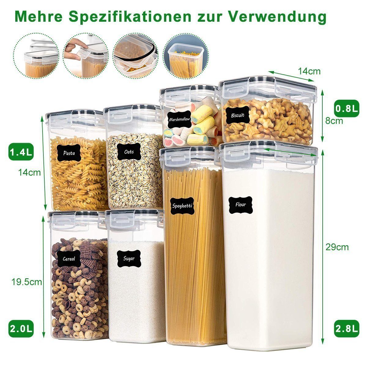 DOPWii Vorratsdose Vorratsdose, Set mit 24 Vorratsgläsern mit Deckel, Küchenset, (Set, ineinander stapelbar, 4*6er Set)