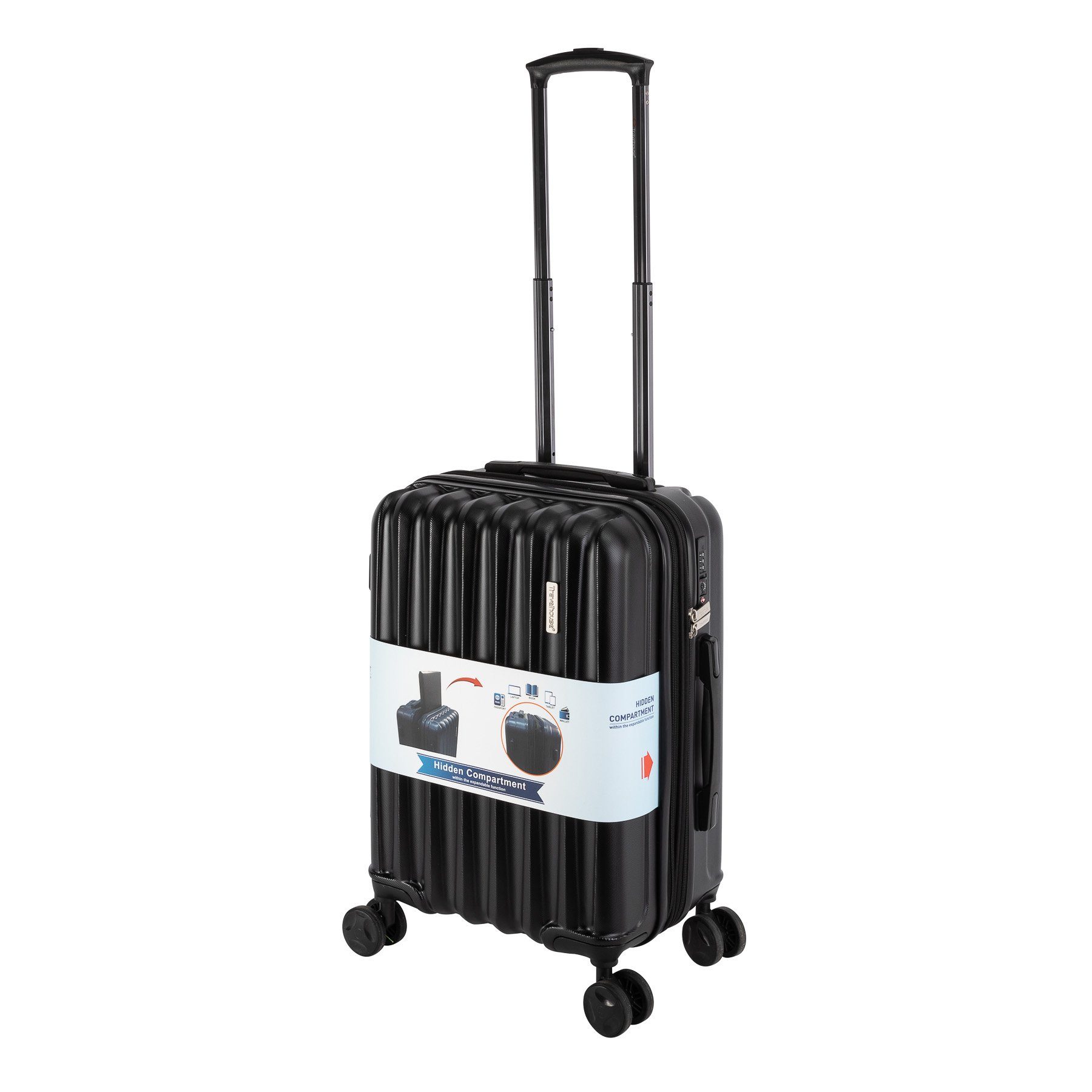 Travelhouse Handgepäck-Trolley Porto, 4 Rollen, Laptopfach in Dehnfalte, Schnellzugriff mit Reißverschluss