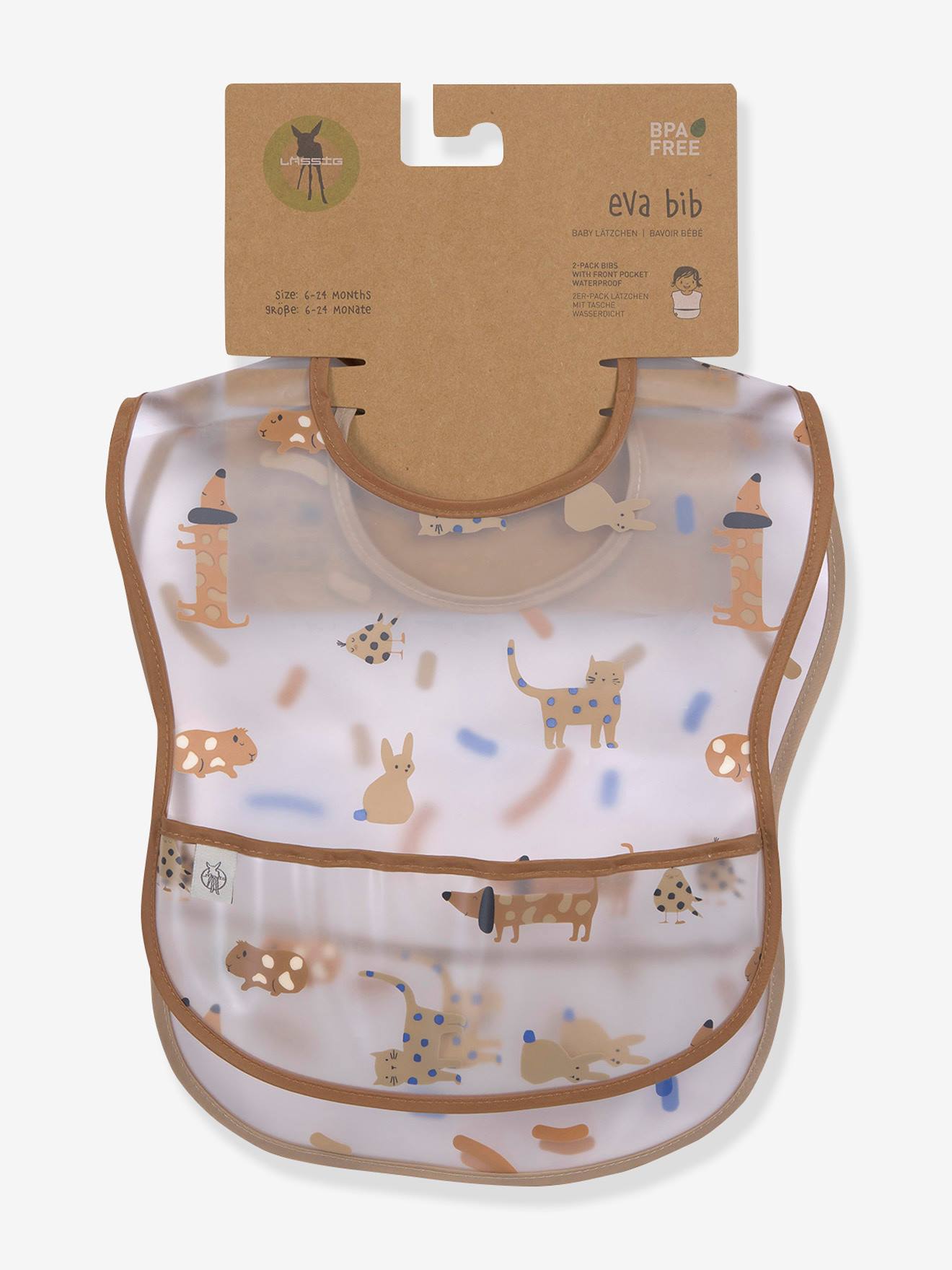 Lässig 2er-Pack Baby Lätzchen mit Auffangtasche LITTLE MATEYS LÄSSIG - blau