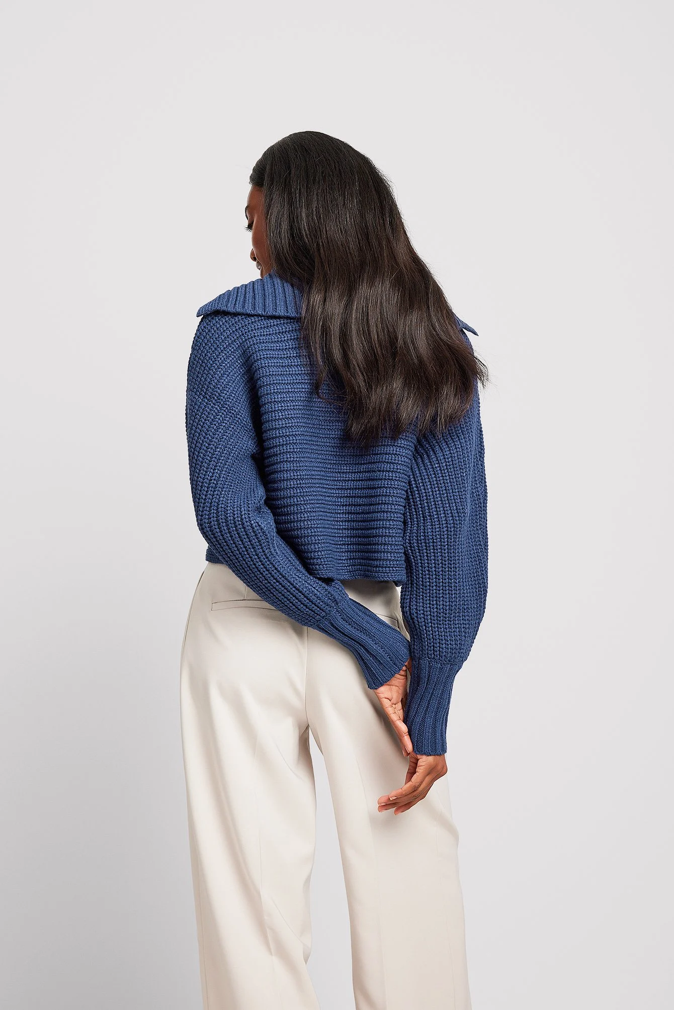 Chunky Strickpullover mit großem Kragen