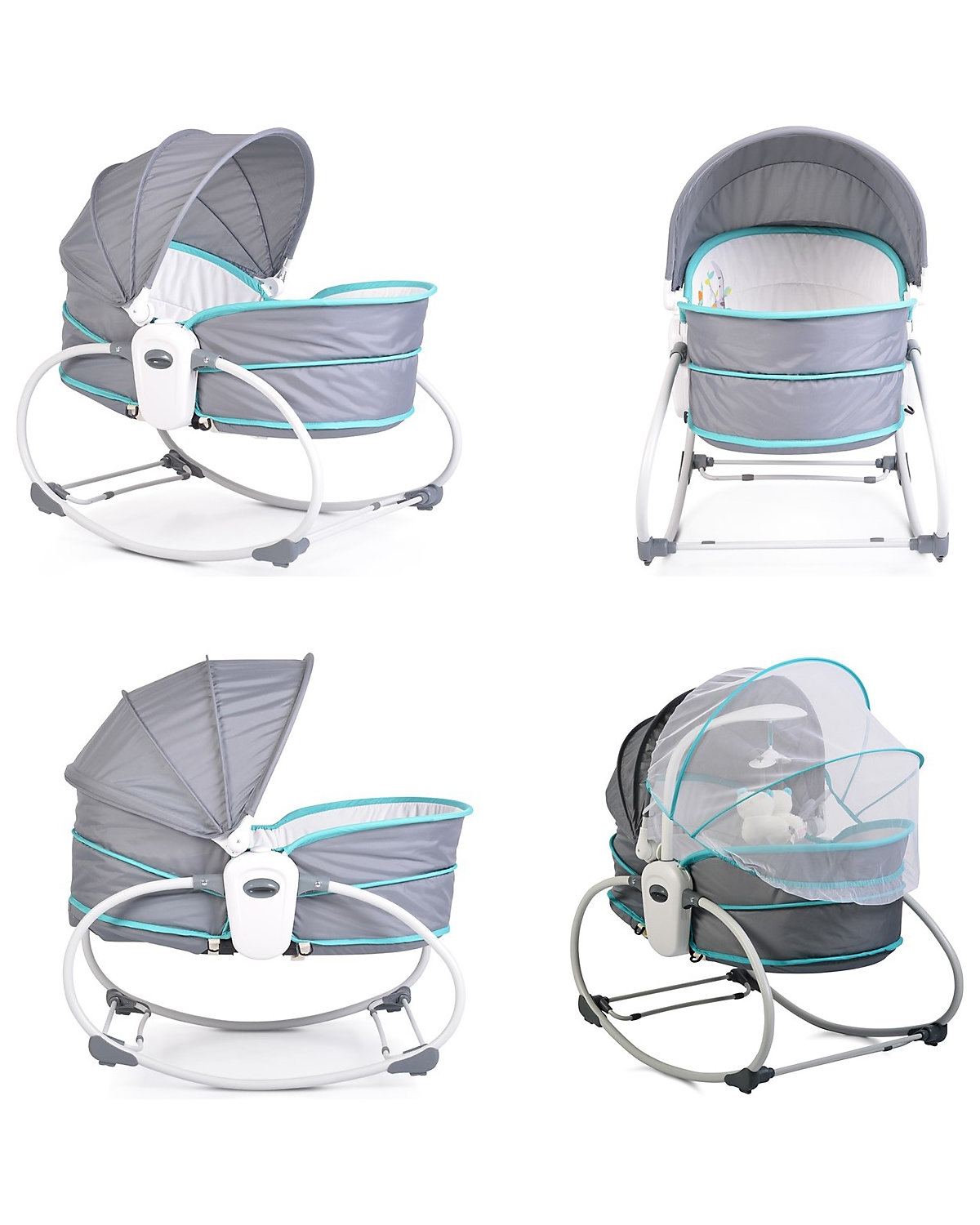 Babywippe Ava mit Musikfunktion Vibration Sonnenschutz Moskitonetz Babywippen
