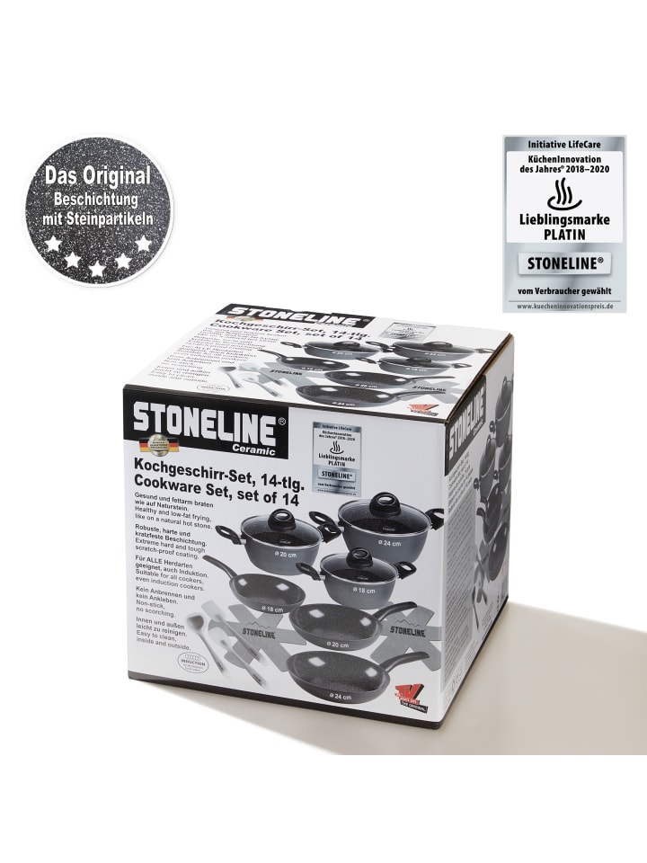 Stoneline Keramik Kochgeschirr-Set 14-teilig | mit Deckeln in Anthrazit günstig kaufen onesize