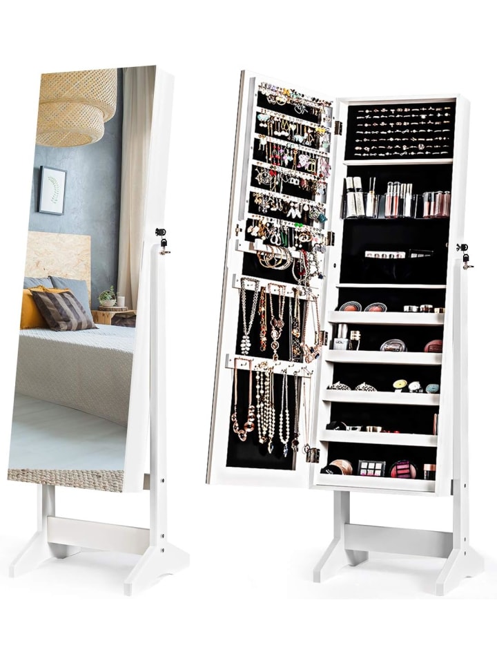 COSTWAY Standspiegel mit Schmuckschrank in Weiß günstig kaufen 41 cm