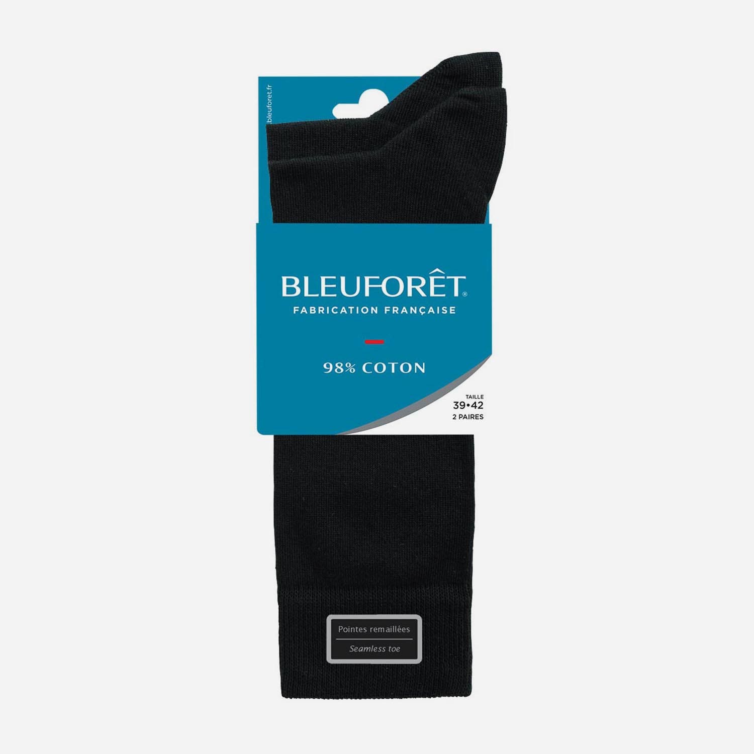 2 paires de chaussettes BLEUFORET noires Pointure 43-46