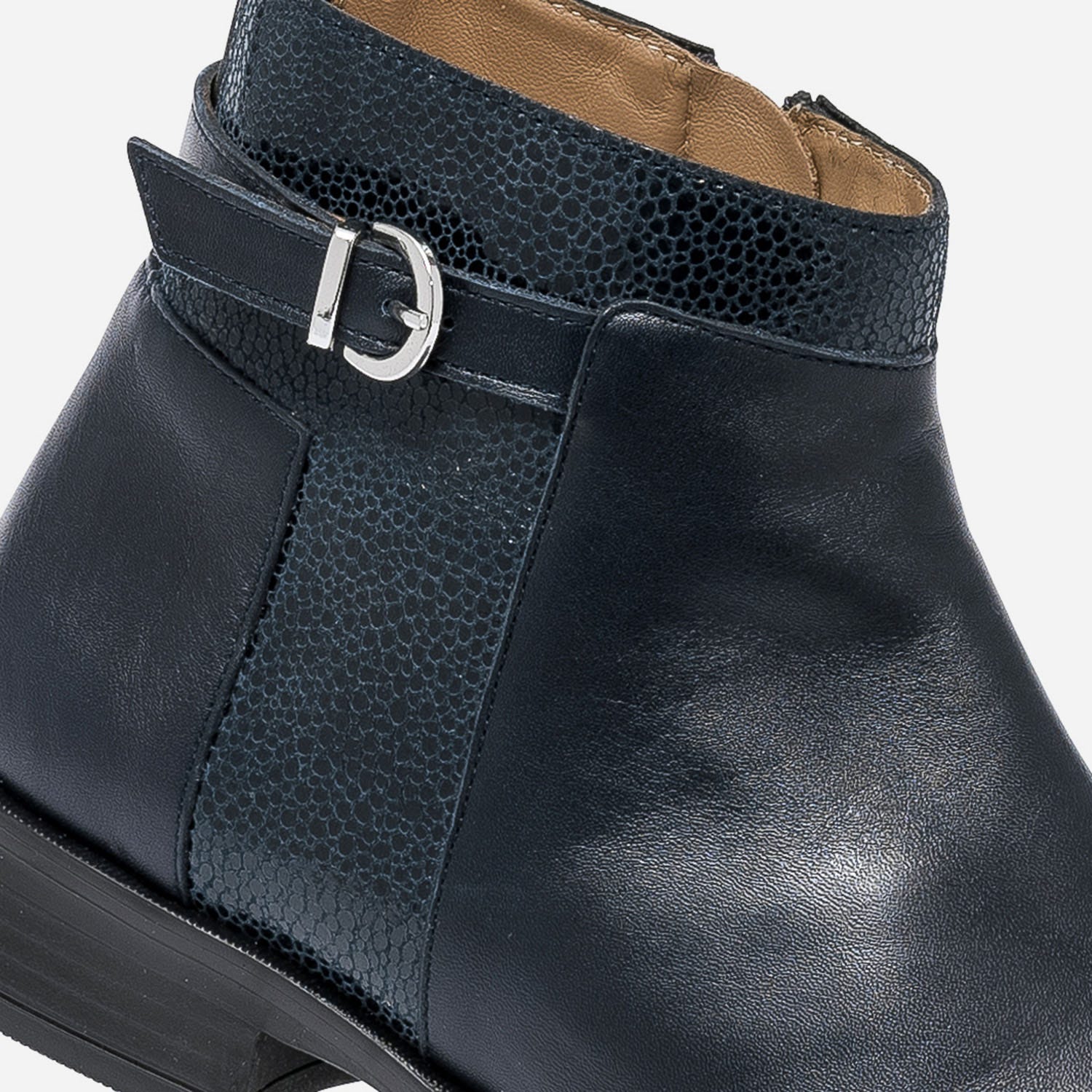 Boots ERAM FLEX bleue en cuir avec effet galuchat