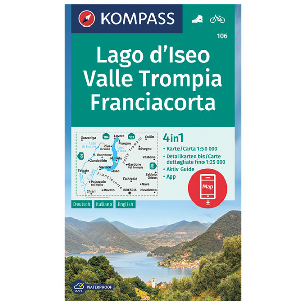 Kompass - Lago D'Iseo Valle Trompia Franciacorta - Wanderkarte