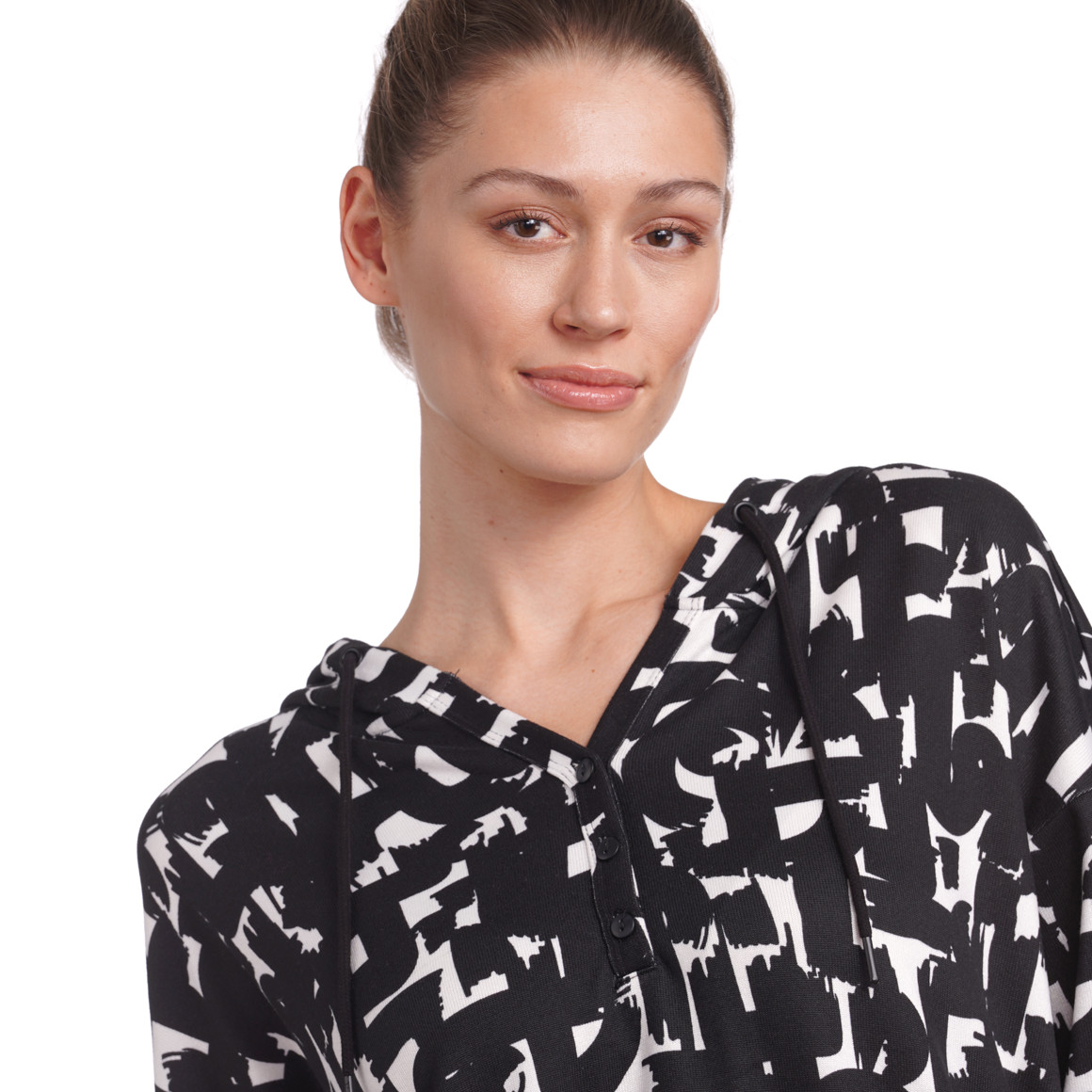 Damen Hoodie mit Knopfleiste