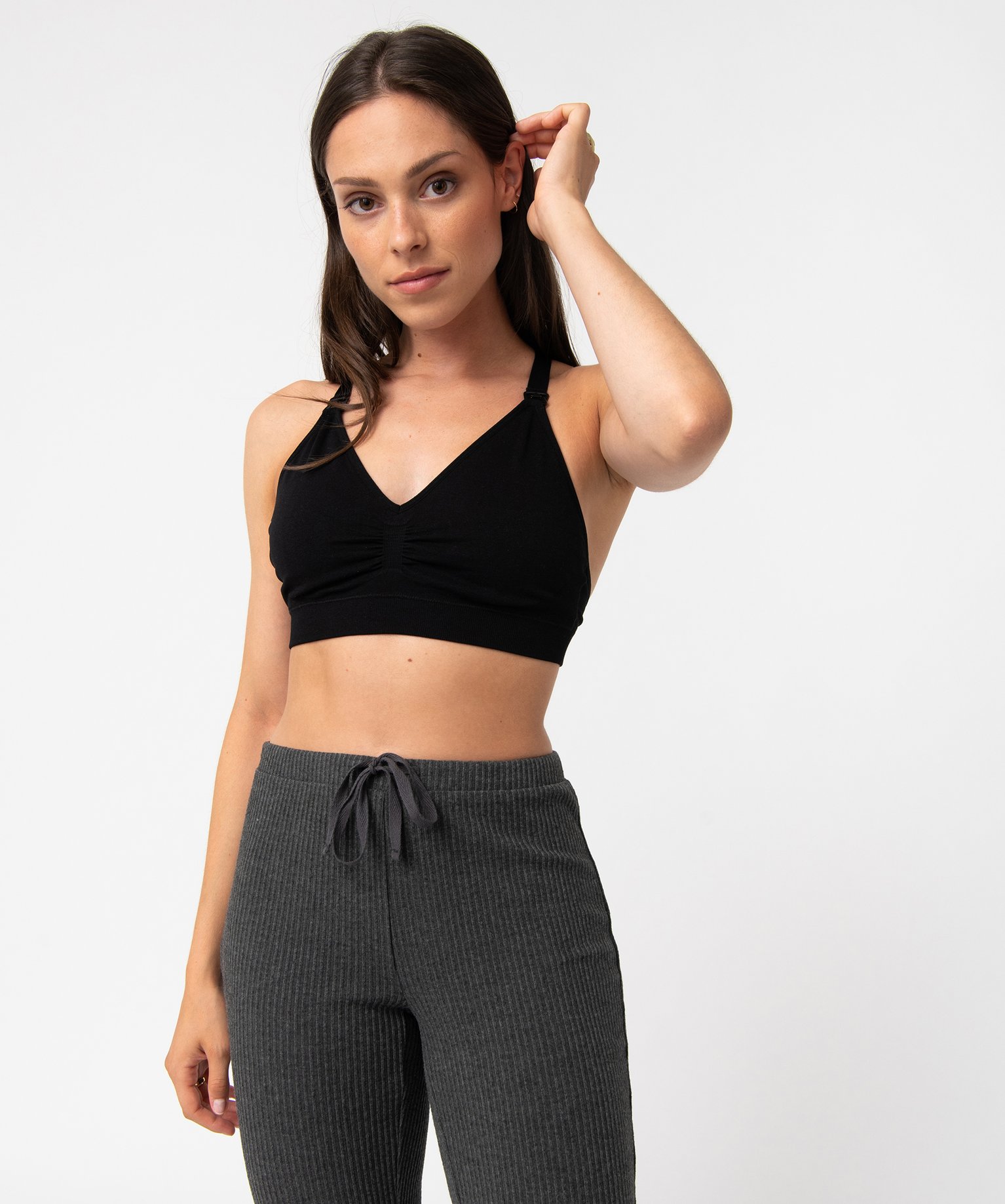 Soutien-gorge d’allaitement avec dos modulable en dentelle noir | GEMO