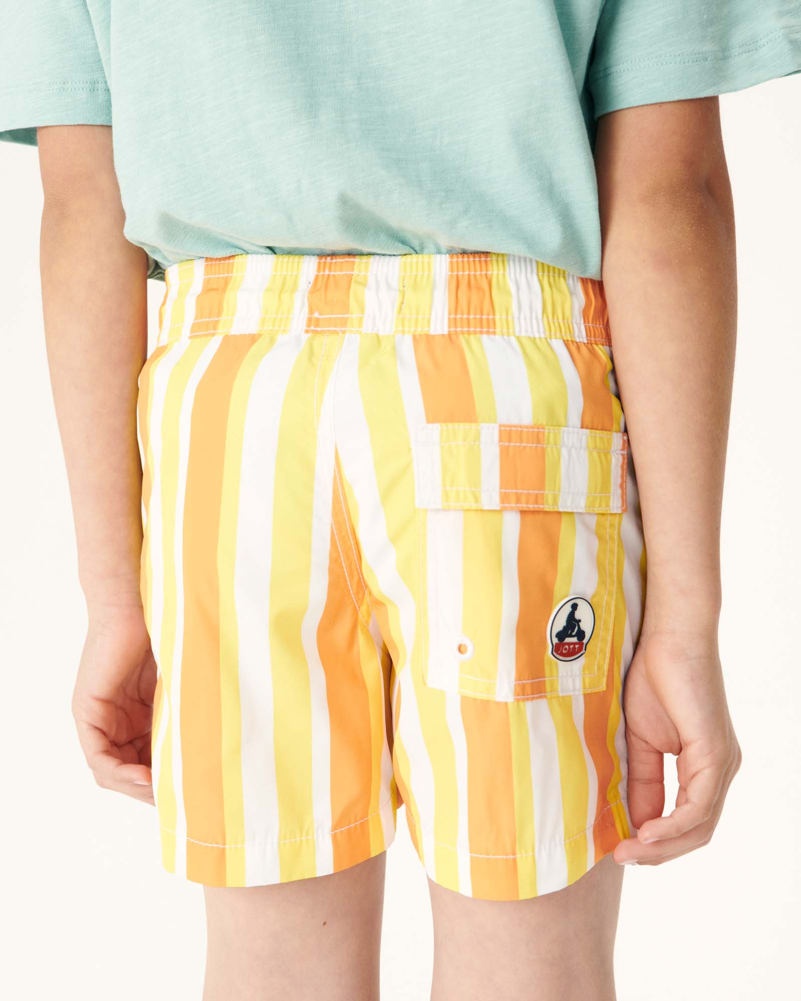 Short de bain Rayure abricot/Citron enfant Cassis