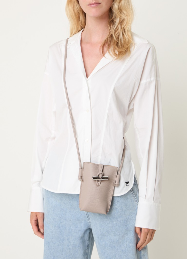 Longchamp Roseau leather crossbody phone case