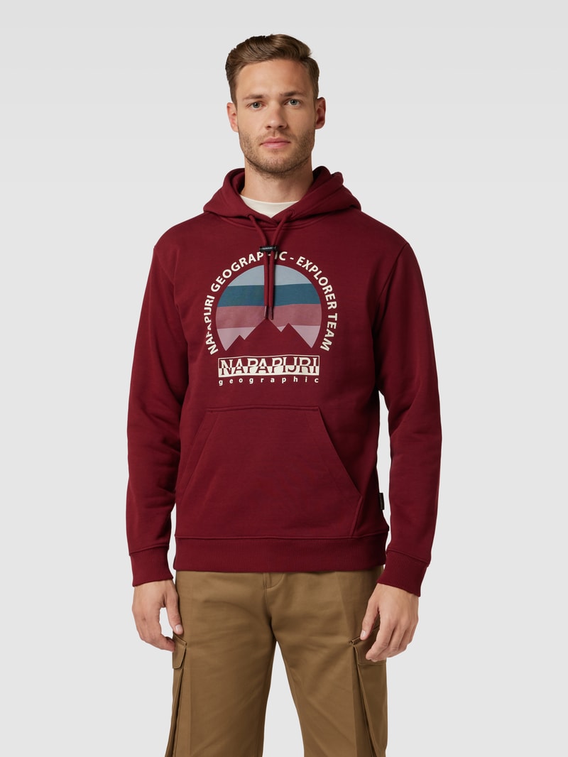 Hoodie mit Label-Print in dunkelrot