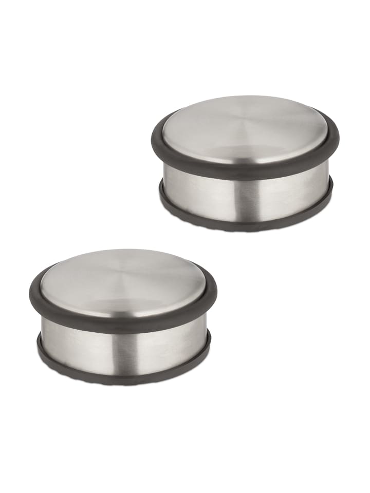 relaxdays 2 x Türstopper in Silber/ Schwarz - (H)4,5 x Ø 10,5 cm günstig kaufen onesize