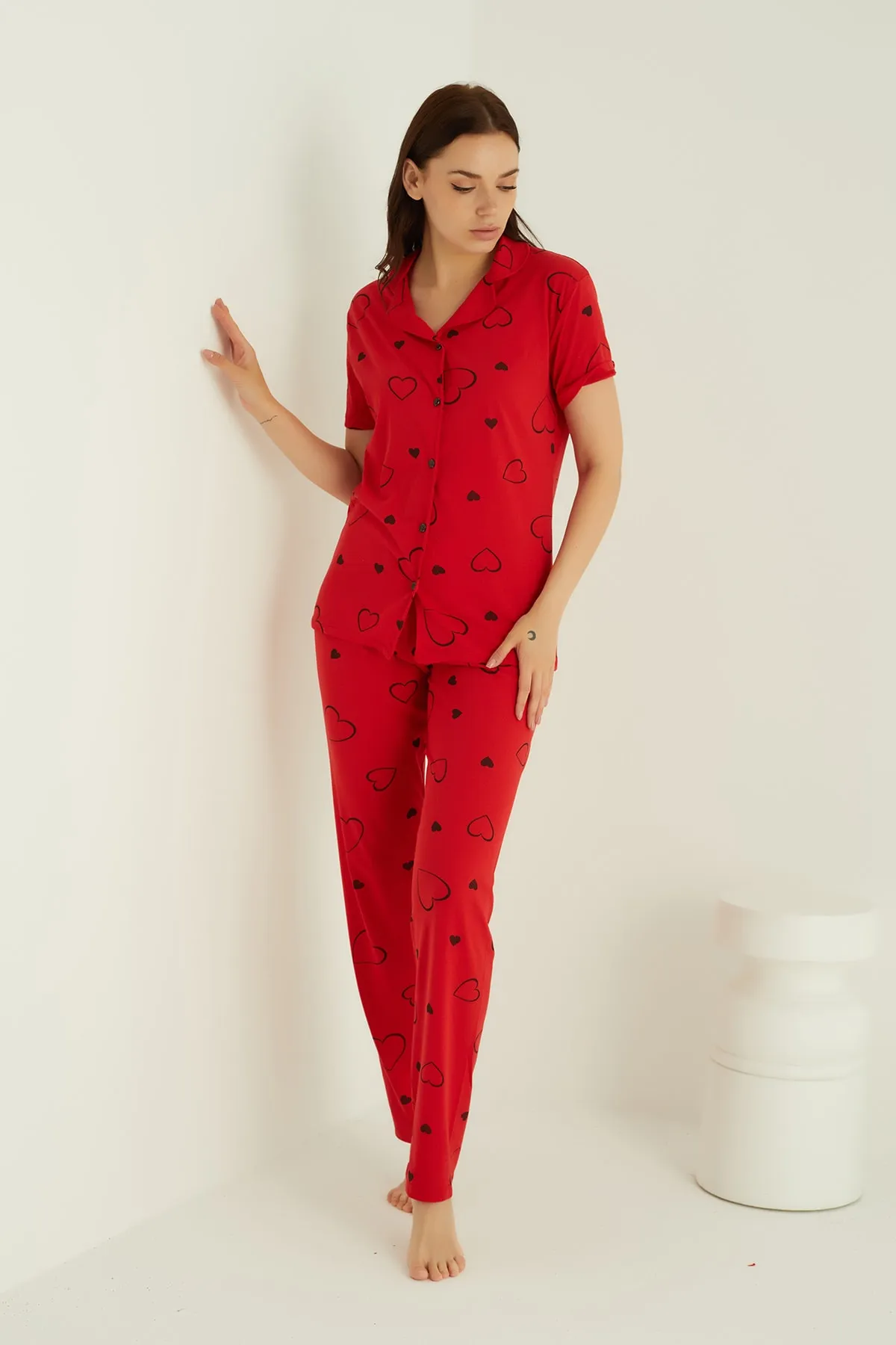 ELİTOL  Pyjama-Set aus Baumwolle mit Knöpfen