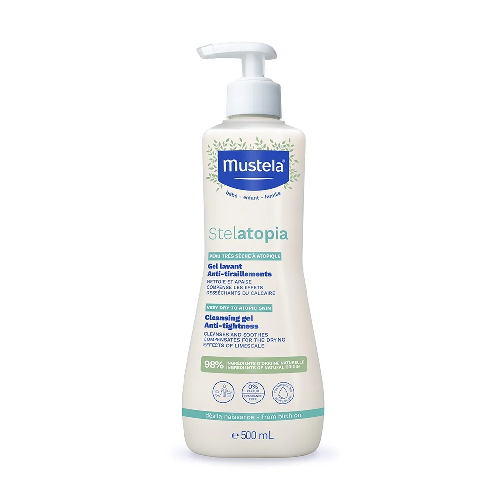 STELATOPIA Reinigungsgel für atopische Haut – Babypflege, Kinderprodukte, Bad und Dusche, mildes Shampoo