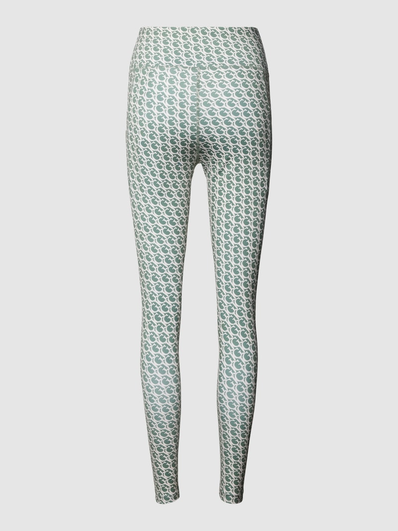 Leggings im Allover-Look Modell 'LOGOMANIA' in olivgrün