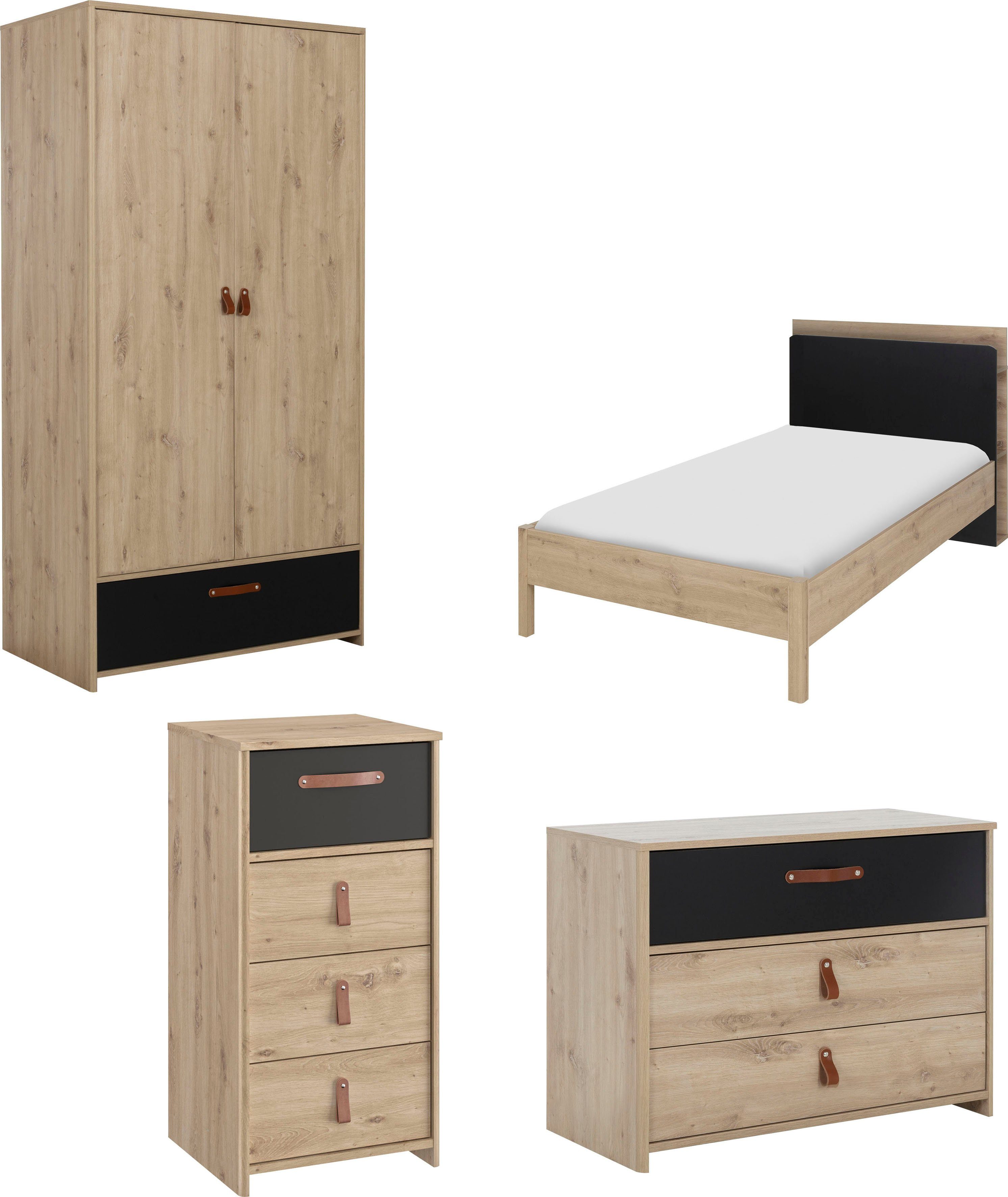 Gami Jugendzimmer-Set Arthus, (5-St., Bett mit Kopfteil, Kleiderschrank, Kommode, hohe Kommode)