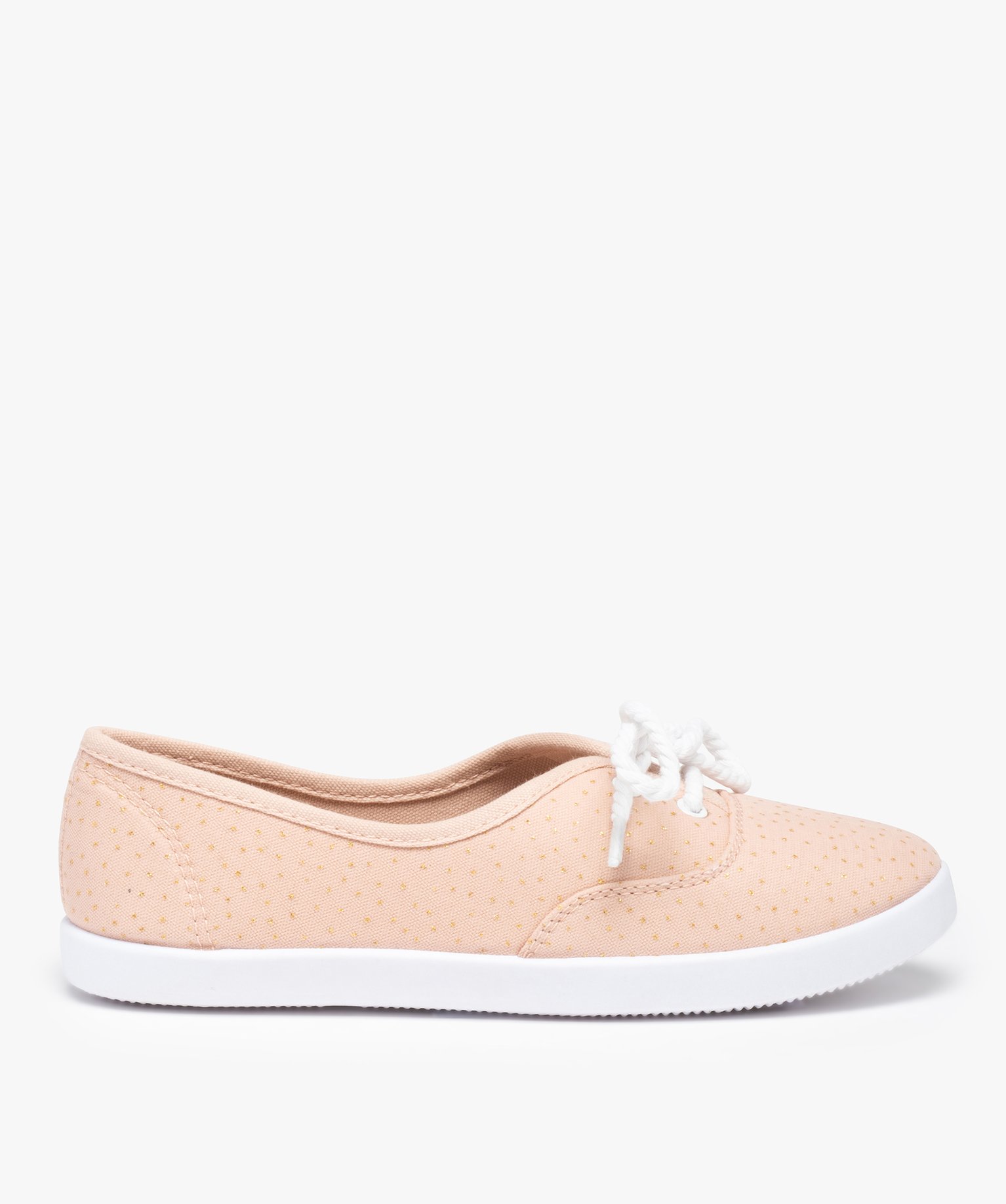Baskets femme en toile à semelle fine et lacets cordelette rose | GEMO