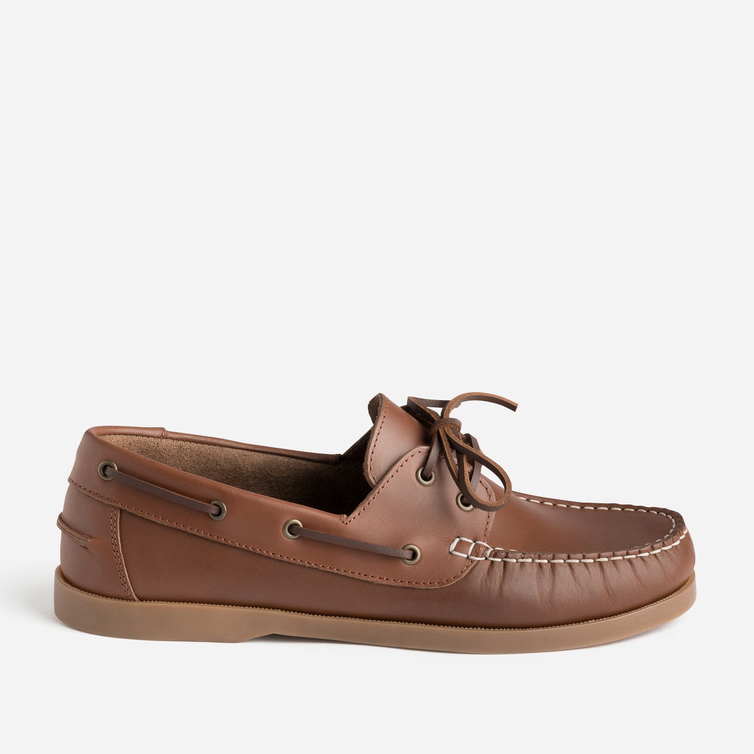 Chaussure bateau cognac en cuir