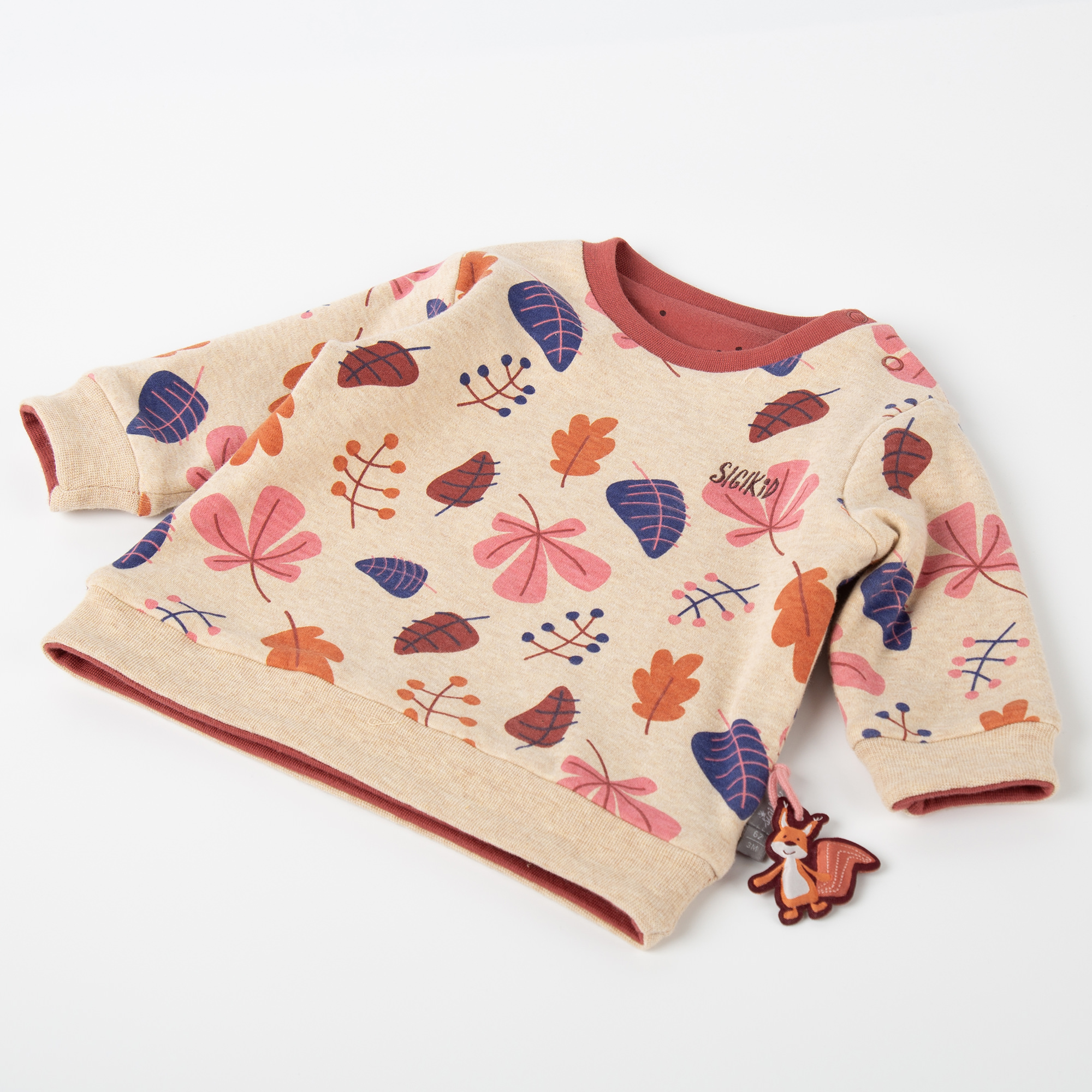 Baby Wendeshirt rotbraun mit Pünktchen/bunter Herbstprin