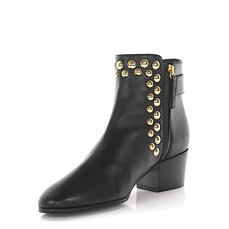 Giuseppe Zanotti - Stiefeletten Kalbsleder Nappaleder Nieten schwarz - schwarz