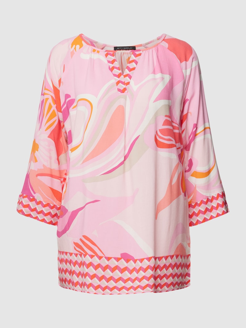 Bluse aus Viskose mit Allover-Muster in pink