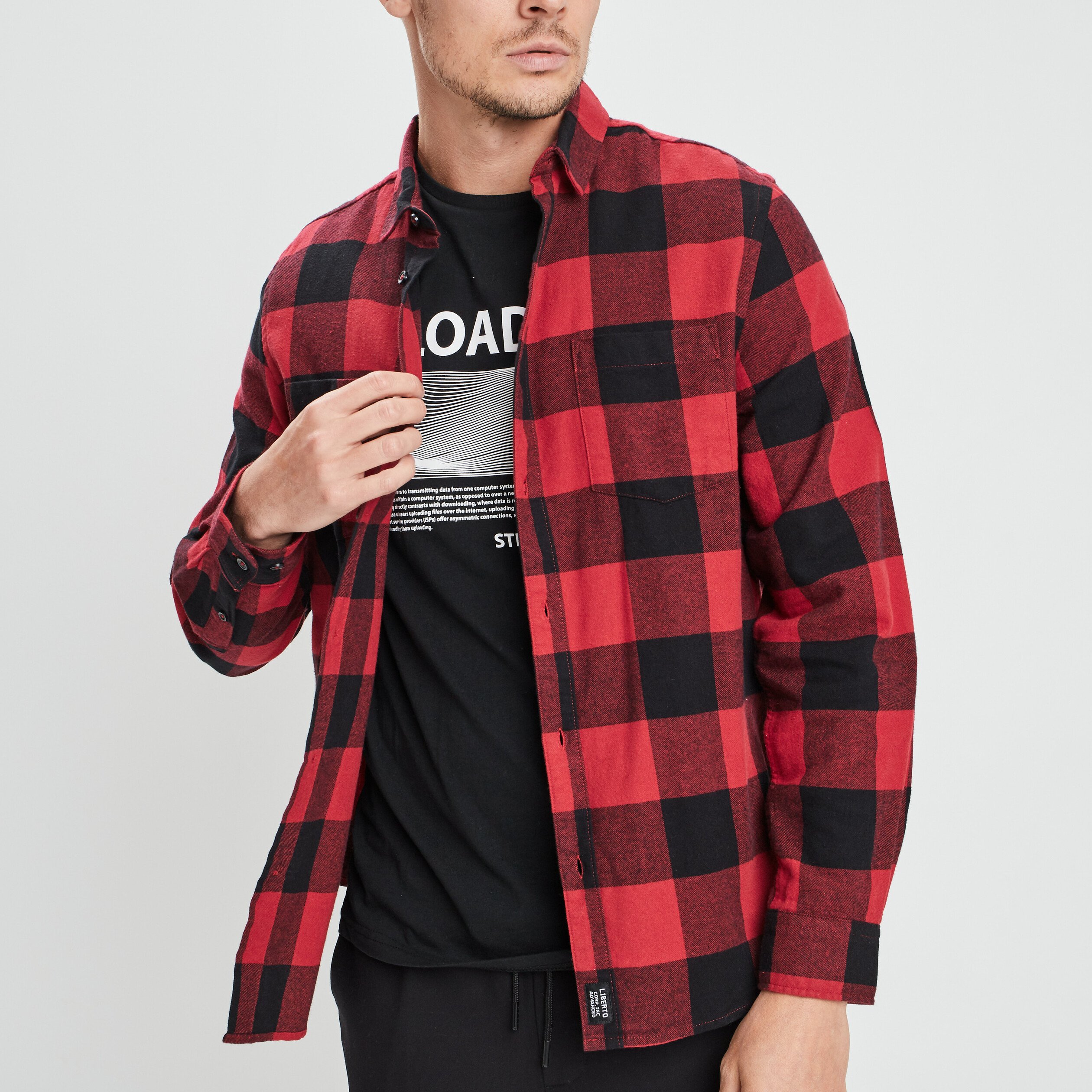Chemise droite manches longues rouge homme | La Halle